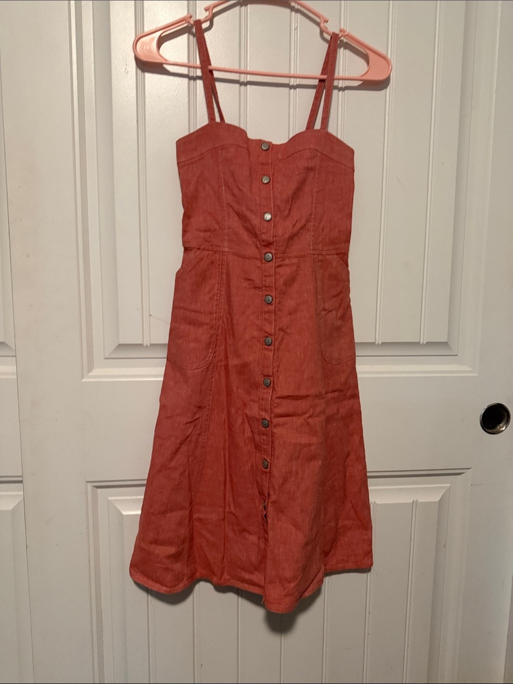 Bonpoint Rust Orange Button-Front Sundress with Straps